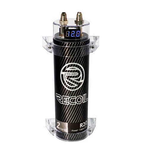 Recoil R2D 2.0 Farad Car Audio Energy Storage Reinforcement Capacitor with Blue Digital Read-Out