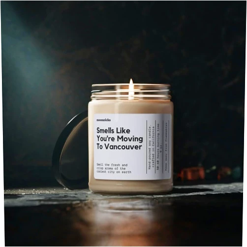 Generic Discover The Essence of Vancouver with Our British Columbia Soy Wax Candle, Perfect Moving to Vancouver Gift, 9oz. Aromatic Delight!