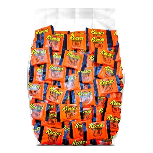 Yummy Chew ReesesThins Dark Chocolate Peanut Butter Cups - 50 Individually Wrapped Dark Chocolate ReesesPeanut Butter Cups - Bulk Dark Chocolate Candy - Bulk Peanut Butter Cups - Dark Chocolate Thins - Bulk Candy Pack - 50 Pieces