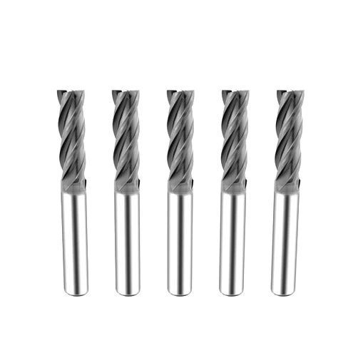 SPEED TIGER Micrograin Carbide Square End Mill - 4 Flute - ISE1/4 4T (5 Pieces, 1/4