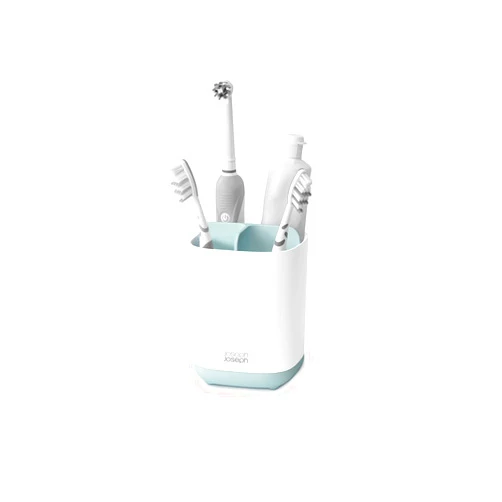 Joseph Joseph 70500 EasyStore Toothbrush Holder Bathroom Storage Organizer Caddy, Small, Blue