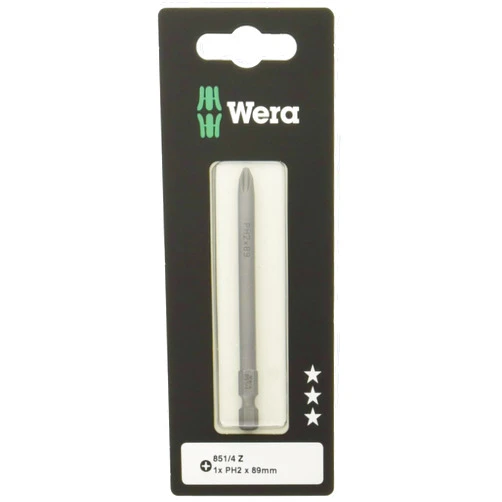 Wera - 5073521001 Series 4 851/4 Z SB Sheet Metal Bit, Phillips PH 2 x 89mm Blade (Pack of 5)