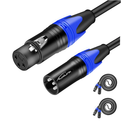 AuxLink XLR Cable, XLR Microphone Cable Male to Female 25ft 2 Pack, Balanced XLR Speaker Cable Suitable for Microphones, Preambles, Speaker Systems, Radio Station and More