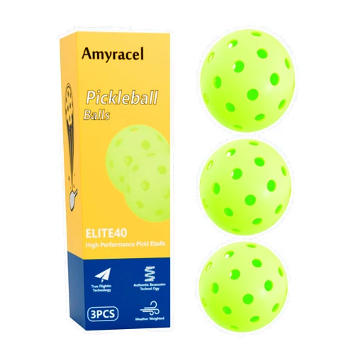 Amyracel Outdoor Pickleball Balls, 40 Holes Pickleballs, High Bounce True Flight Practice Pickle Ball Crack-Resistant