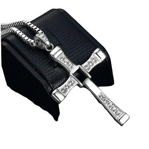 VOZSTORE 2024 New Stainless Steel Cross Necklace Dominic Toretto Pendant Necklace For Men Jewelry Gifts, As Pic, JASONVOZ-T1-US-T3252