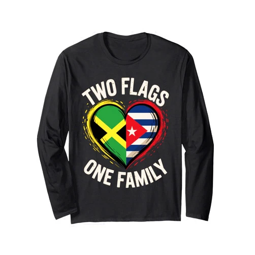 Souvenirs Jamaican Lover Gifts Jamaican Cuban Two Flags One Family Cuba Jamaica Long Sleeve T-Shirt