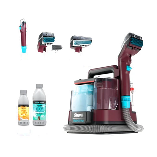 Shark Carpet Cleaner Machine, Portable Upholstery StainStriker, Spot, Odor & Stain Remover, 2 Carpet Cleaner Solutions, 3 Tools, Perfect for Pet Hair, Carpet, Area Rugs, Couches, Burgundy, PX203BRN