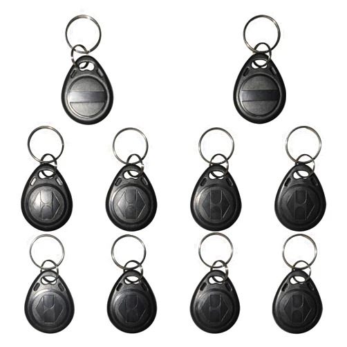 XIXEI 10 pcs Writable 125kHz RFID Keyfob Proximity ID HID and AWID Card Token Tag Rewritable T5577/CET5577 Universal Black Blank Tags