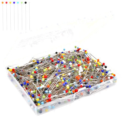 YLYL 500 Pcs Ball Point Sewing Pins for Fabric, 1.5 Inch/38mm Straight Pins Sewing, Glass Head Sewing Pins with Colored Heads, Straight Pins for Sewing with Big Heads Crafts, Quilting, Jewelry YLYL