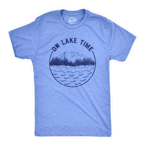 Crazy Dog T-Shirts Mens On Lake Time Tshirt Cool Outdoor Camping Tee for Guys