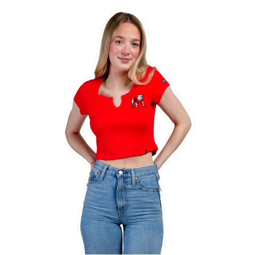 Hype and Vice Hype & Vice Cali Tee for Women (Small) - University of Georgia Tailgate Top for Women, Crop Top T-Shirt, College Shirts for Game Days - Red