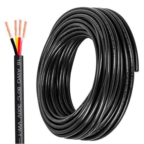 Lesnlok 16 Gauge Wire 4 Conductor,16 AWG Electrical Wire Stranded PVC Cord Oxygen-Free Copper Cable,26FT 4 Core Pure Copper Flexible Cable Wire for LED Lamp Lighting Strips Automotive (16AWG-4C, 26FT)…