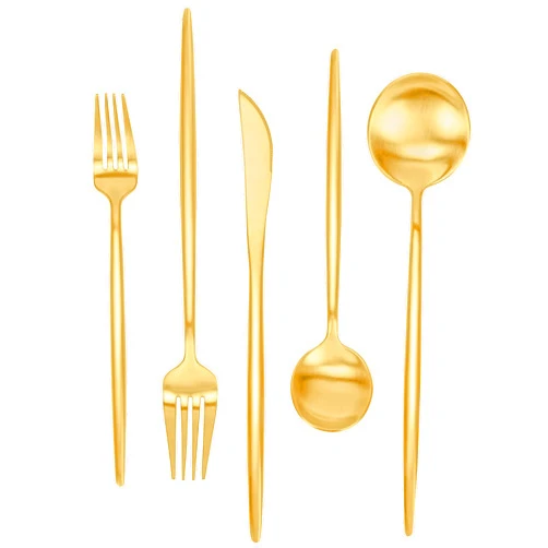 FAMEWARE Matte Gold Silverware Set 30 Pieces, FAMEWARE Stainless Steel Flatware Set，Service for 6，Kitchen Utensil Set, Tableware Cutlery Set, Satin Finished Polished & Dishwasher Safe