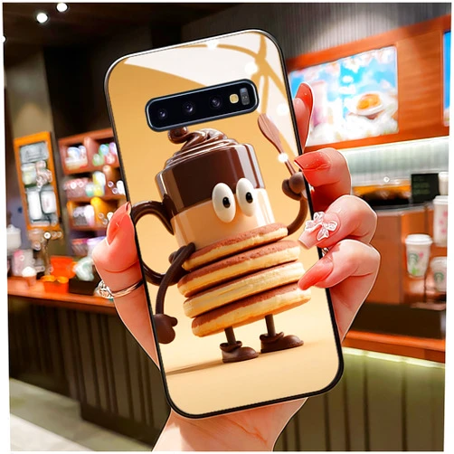 Kadezia for Samsung Galaxy S10 Case 6.1 inch Funny Chocolate Pancake Chef & Beige Pattern, Glossy Smooth Hard Finish Case, Cute & Humorous & Vibrant Style, Food Fans, Birthday Gift