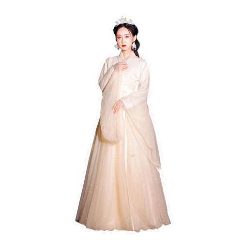 YANLINA Hanfu Women's Ancient Hanfu Chinese Traditional Costumes Princess Dress Fairy Skirt Halloween Cosplay Dresses (Color : Beige, Size : XX-Large)