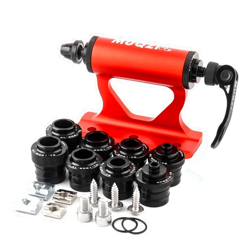 MUQZI Quick Release Fork Mount, Bike Car Roof Mount Rack Road Bicycle Fork Block Thru Axle Wheel Holder, Truck Bed Fork Mount with Installation Adapters MTB Tire Holder Rack Mount, Red