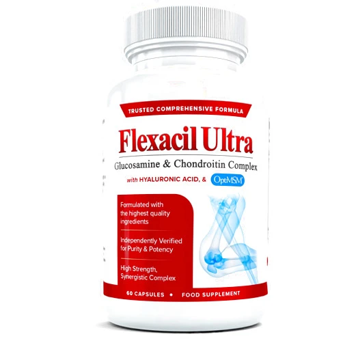 Flexacil Ultra Joint Health & Support Supplement with Glucosamine, Chondroitin, Hyaluronic Acid & MSM, 60 Capsules