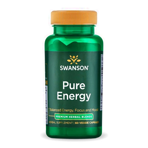 Swanson Pure Energy Metabolism Concentration Focus Support Stress Management Adaptogenic Herbs Herbal Supplement 60 Veggie Capsules (Veg Caps) Vegan