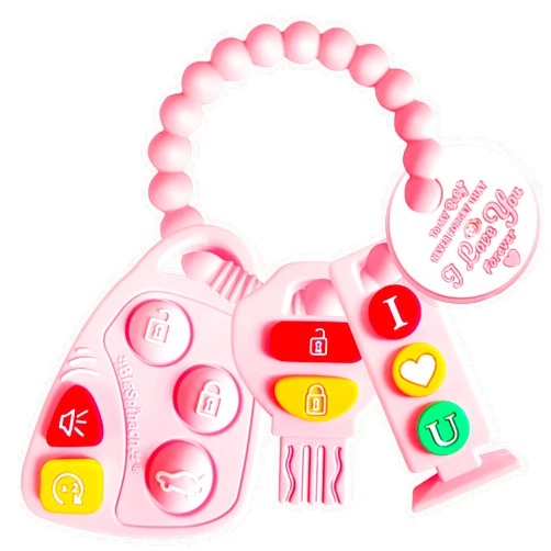 BIGSPINACH Baby Goth Teething Keys Toy 6-12M Pink Car Key Teether Combo Set