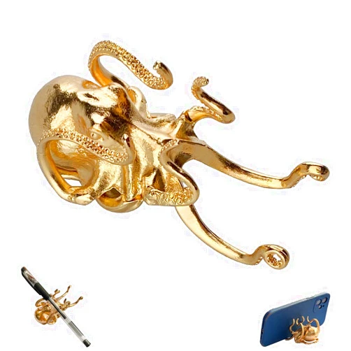 Esamploe Octopus Phone Holder,Retro Phone Stand for Cellphone,Aluminum Alloy Phone Stand Holder,Multifunctional Octopus Holder Phone Stand Pen Holder,Octopus Phone Stand Suitable for Office Home Décor