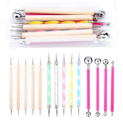 LOKUNN 14 PCS Dotting Tools Ball Styluses with Box, Dotting Tools Set Rock Painting, Pottery Clay Modeling Embossing Nail Art