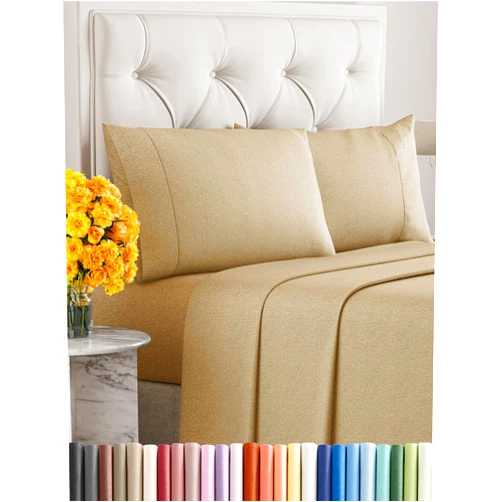 CGK Unlimited King Size 4 Piece Sheet Set - Comfy Breathable & Cooling Sheets - Hotel Luxury Bed Sheets for Women & Men - Deep Pockets, Easy-Fit, Soft & Wrinkle Free Sheets - Heathered Tan Oeko-Tex Bed Sheet Set