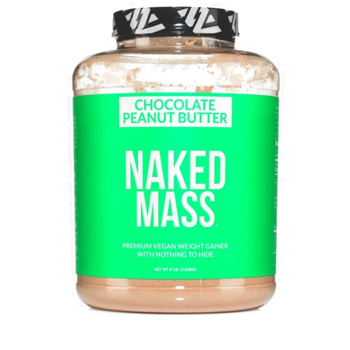 NAKED Vegan Mass - Chocolate Peanut Butter - 1,290 Calories, Nothing Artificial, All Natural Chocolate PB Weight Gainer Protein Powder, Non-GMO, Soy & Gluten Free - 8LB Bulk - 11 Servings