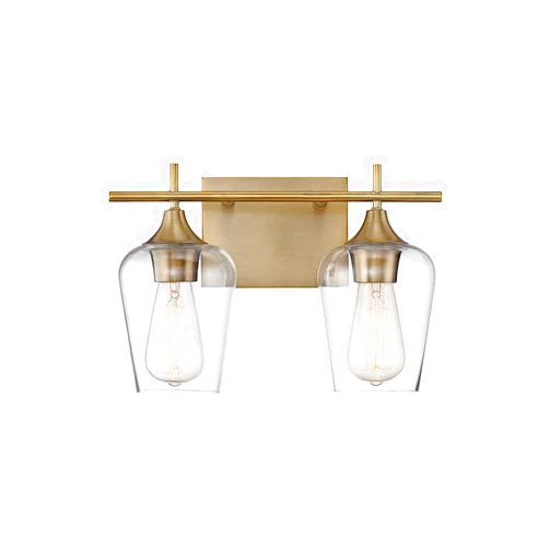 Savoy House 8-4030-2-322 Octave 2-Light Bathroom Vanity Light in a Warm Brass Finish with Clear Glass (14