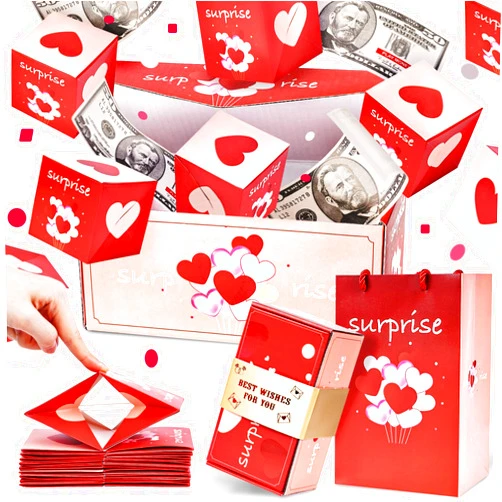 Koogel Surprise Gift Box Explosion for Money, Folding Bouncing Gift Box for Anniversary, Wedding, Birthday Marriage Proposals