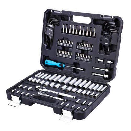 DURATECH 121-Piece Mechanics Tool Kits, Include SAE/Metric Sockets Set, 72-Tooth Drive Ratchet, 40-in-1 Magnetic Screwdriver, and Hex Keys with Carrying Tool Box for Auto Repair