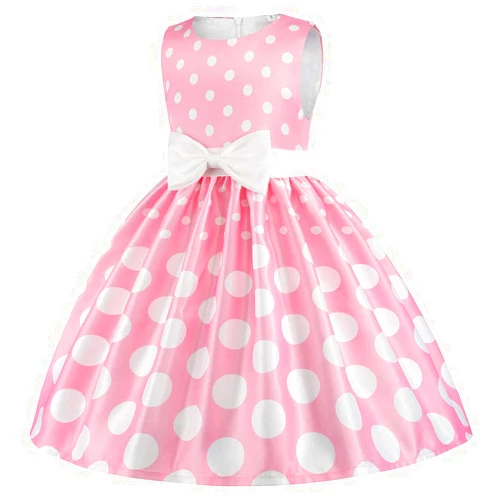 IDOPIP Toddler Girls Polka Dot Princess Costume Christmas Halloween Birthday Party Dress with Mouse Ear Headband Kids Cosplay