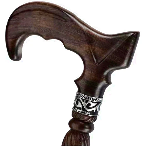 URFORESTIC Handmade Wooden Walking Cane,Solid Wooden Cane for Men and Women, Ergonomic Walking Stick for Senior, Elderly,36 Inch Height(Dark Brown)