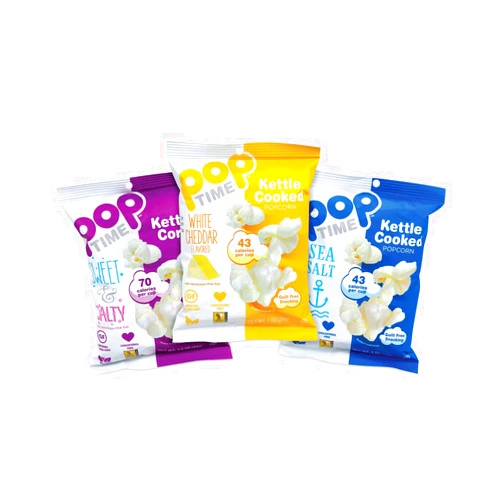 Poptime Kettle Cooked Popcorn Variety Pack1-1.5oz Bags (24 Pack), Non-GMO, Gluten Free, Dairy Free, Kosher, Whole Grain, Low Cholesterol