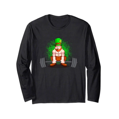 Zone - 365 St Patricks Day Funny Gym Lover Deadlift Fitness Gym Leprechaun St Patricks Day Long Sleeve T-Shirt