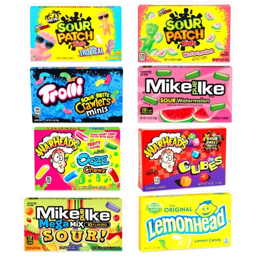Snackivore Ultimate Sour Candy Movie Theater Box of 8 Flavors.