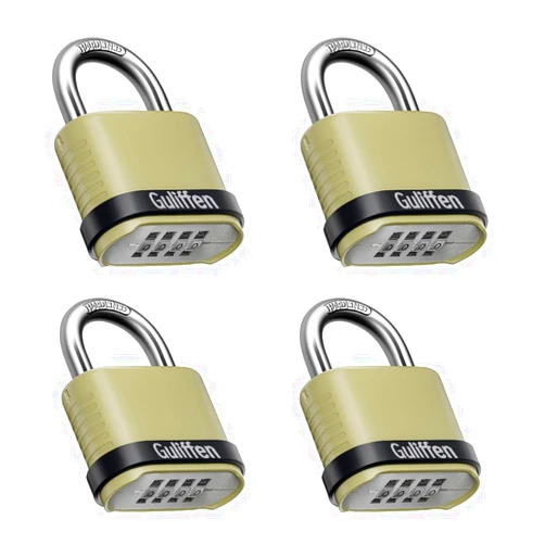 Guliffen Outdoor Combination Lock, Heavy Duty Weatherproof Combination Padlock, 4 Pack Resettable Combination Lock for Locker, Shed, Garage, Gate, Fence