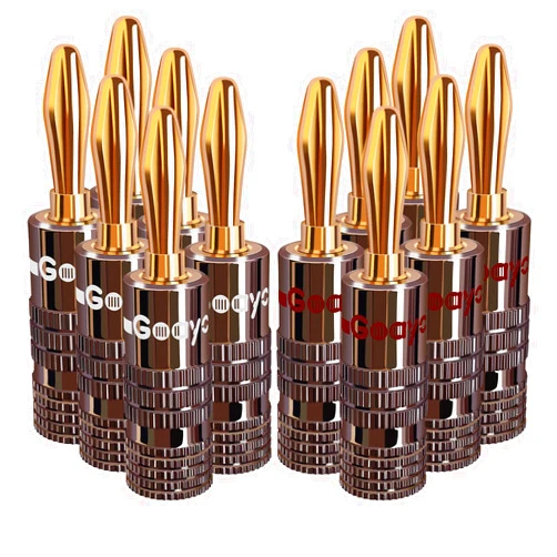 Goaycer Banana Plugs for Speaker Wire - 24K Gold Plated Banana Adapter Connector(6 Pairs/12 pcs)