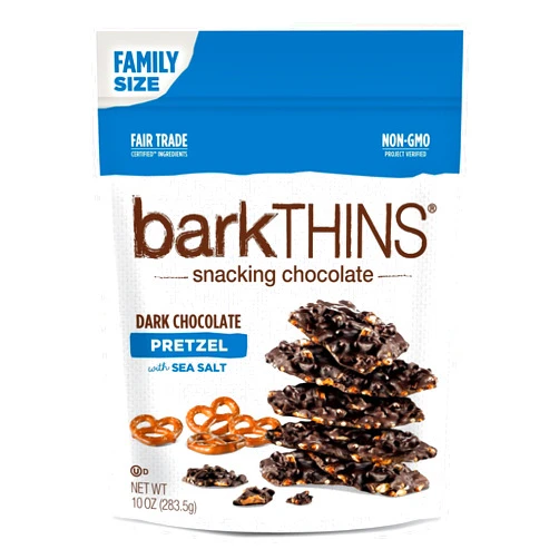 HERSHEY'S barkTHINS Snacking Dark Chocolate, Pretzel with Sea Salt, 10 Ounce (Pack of 9)
