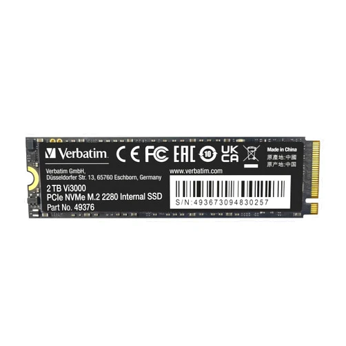 Verbatim 2TB SSD Vi3000 Internal Solid State Hard Drive PCIe NVMe M.2 2280