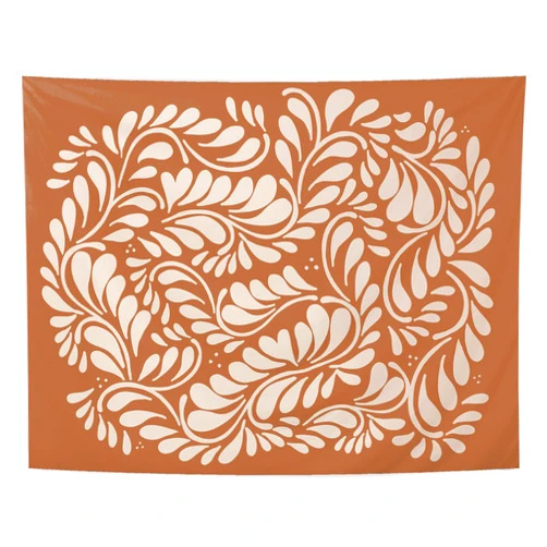 Luvadian Boho Floral Fall Tapestry, Talavera Mexican Decor, Abstract Brown Flower Aesthetic Wall Hanging, Mid Century Modern Wall Art Blanket for Home, Bedroom, Living Room, Office Decor, 50x60 Inch