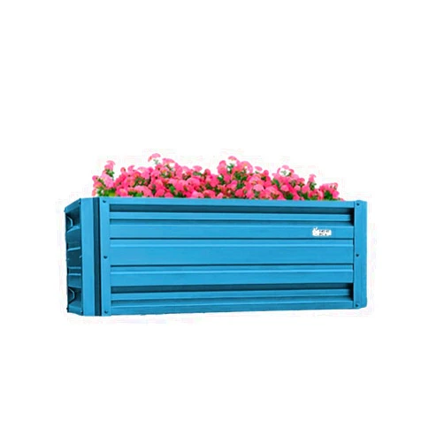 PLANTER BOX DIRECT.COM BY ALL METAL WORKS, INC. 2 x 4 Rectangular Metal Planter Box Durable Raised Garden Bed in Galvalume Steel 24 x 48 with 18 Inch High Walls (Hawaii Blue)