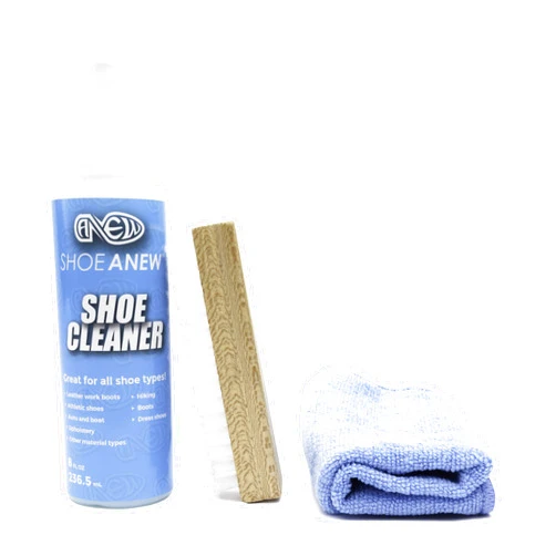 ShoeAnew Shoe Cleaning Kit for Cleaning Sneakers, Leather, White Shoes, Fabric, and More - with Cleaning Spray 8oz, Nylon Brush, Microfiber Shoe Cloth