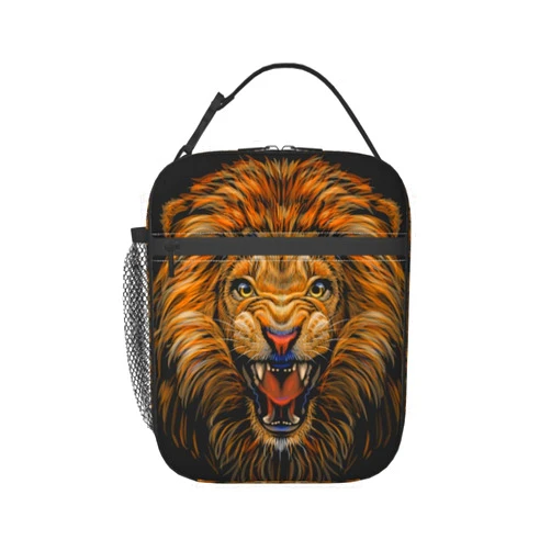 KUOAICY Lion Lunch Box Reusable Insulated Totes Lunch Bag Thermal Cooler For Boy Girls School Men Women Beach Picnic Travel