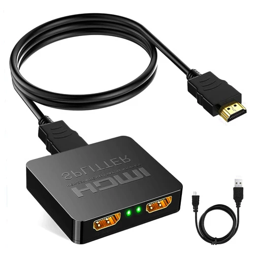 Dayume 4K HDMI Splitter Adapter 1 in 2 Out for Dual Monitors Screen Switcher, 4K HD 1080P Audio Video Adapter, for Mirroring/Duplication Only (NOT Extend), with HDMI/USB Cable, for TV, Monitors, Laptop