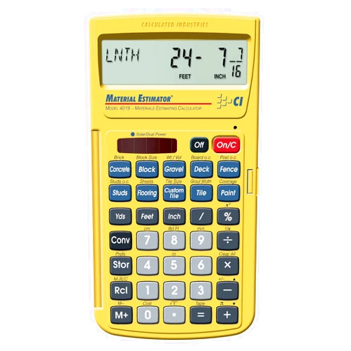 Calculated Industries 4019 Material Estimator Calculator | Finds Project Building Material Costs for DIY’s, Contractors, Tradesmen, Handymen and Construction Estimating Professionals,Yellow