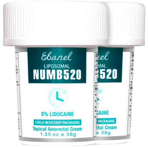 Ebanel 5% Lidocaine Numbing Cream, 2-Pack Pain Relief Burn Itch Numb Cream, Maximum Strength Topical Anesthetic with Allantoin, Vitamin E for Local and Anorectal Uses, Hemorrhoid Treatment
