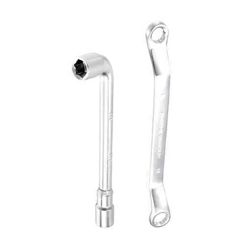uxcell 10mm Metric L Shaped Angled and Double Box End Wrench Set,High Carbon Steel Hex Socket and Chrome Plated Double Ring Wrench