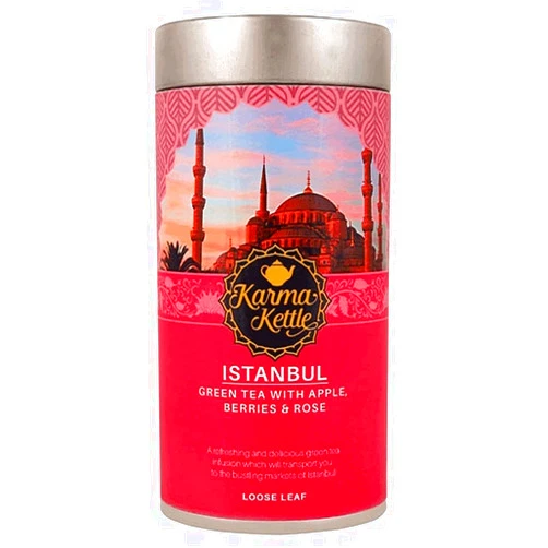 Karma Kettle Istanbul, Green tea with apple,berries, rose & hibiscus, Natural Detox, Fruit tea, Berry infused tea, No artificial flavors, Turkish Apple tea, Loose Leaf, 75 gms
