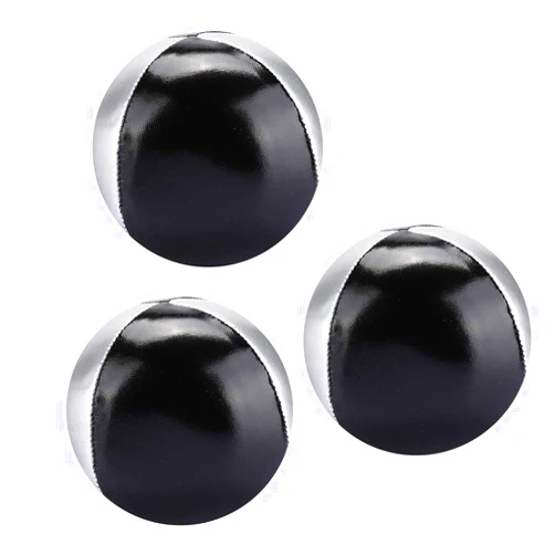 plplaaoo Indoor Juggling Ball Set, Leisure Juggling Balls, Lightweight Juggling Ball Set, 3PCS Silver Black PU Leather Indoor Leisure Portable Juggling Ball Performance Props