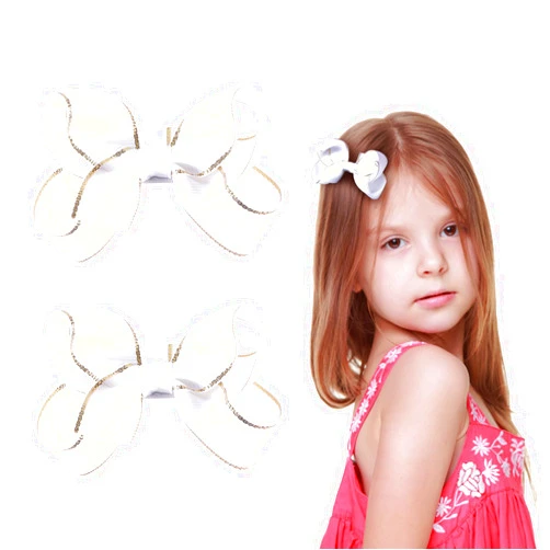 Miroksh 2pcs White Ribbon Hair Bow Clips 3
